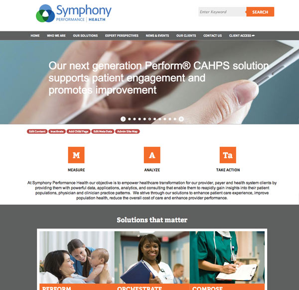 Symphony Performance Health website